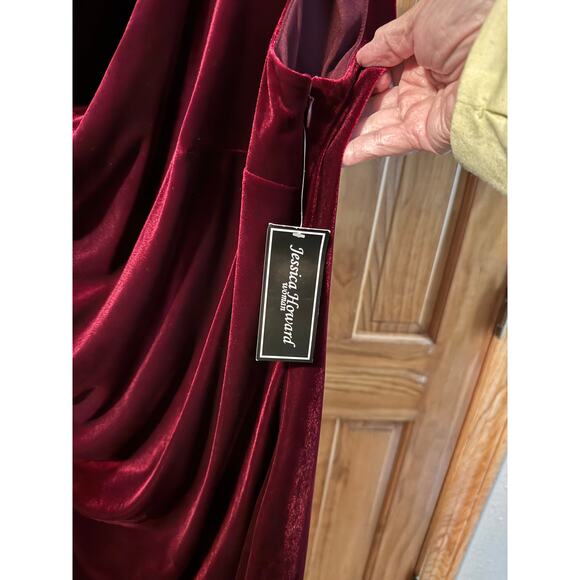 Jessica Howard Plus Velvet Mini Cocktail Party Dress Red Size 18W NEW w/tags - Picture 5 of 7
